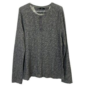 Vince Henley Shirt Mens Size Large Gray Long Sleeve Slub Pullover Cotton Top